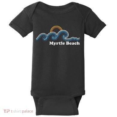 Myrtle Beach South Carolina Sc Sufing Waves Sunset Baby Bodysuit