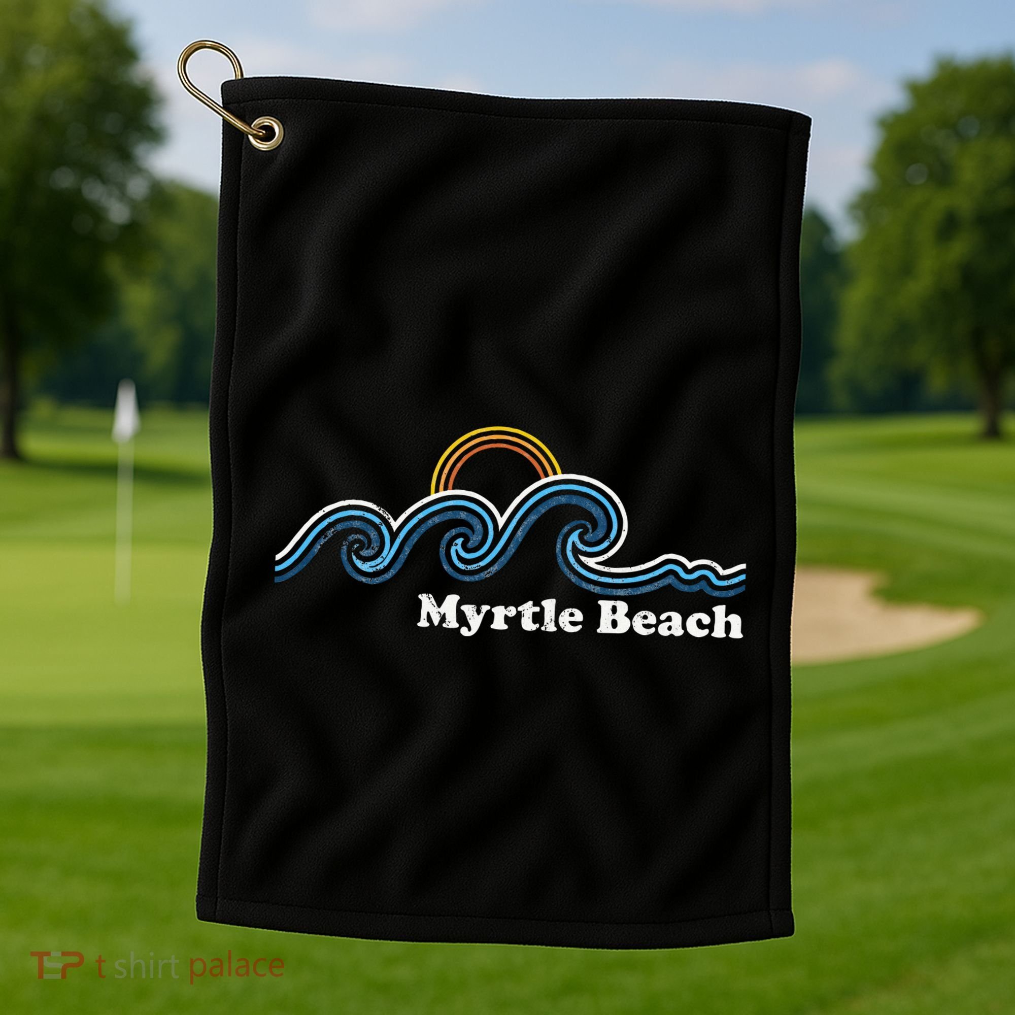 Myrtle Beach South Carolina Sc Sufing Waves Sunset Golf Towel