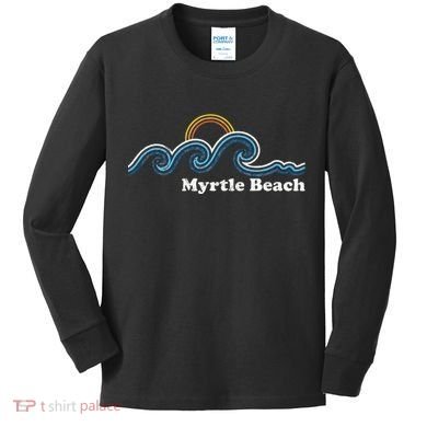 Myrtle Beach South Carolina Sc Sufing Waves Sunset Kids Long Sleeve Shirt