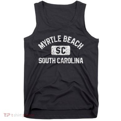 Myrtle Beach SC Gym Style Distressed White Print Tank Top
