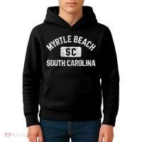 Myrtle Beach SC Gym Style Distressed White Print Kids Hoodie thumb 4