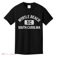 Myrtle Beach SC Gym Style Distressed White Print Kids T-Shirt thumb 0