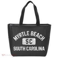 Myrtle Beach SC Gym Style Distressed White Print Tote Bag thumb 0