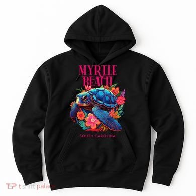 Myrtle Beach South Carolina Floral Beach Turtle Souvenir Hoodie