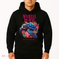Myrtle Beach South Carolina Floral Beach Turtle Souvenir Hoodie thumb 2