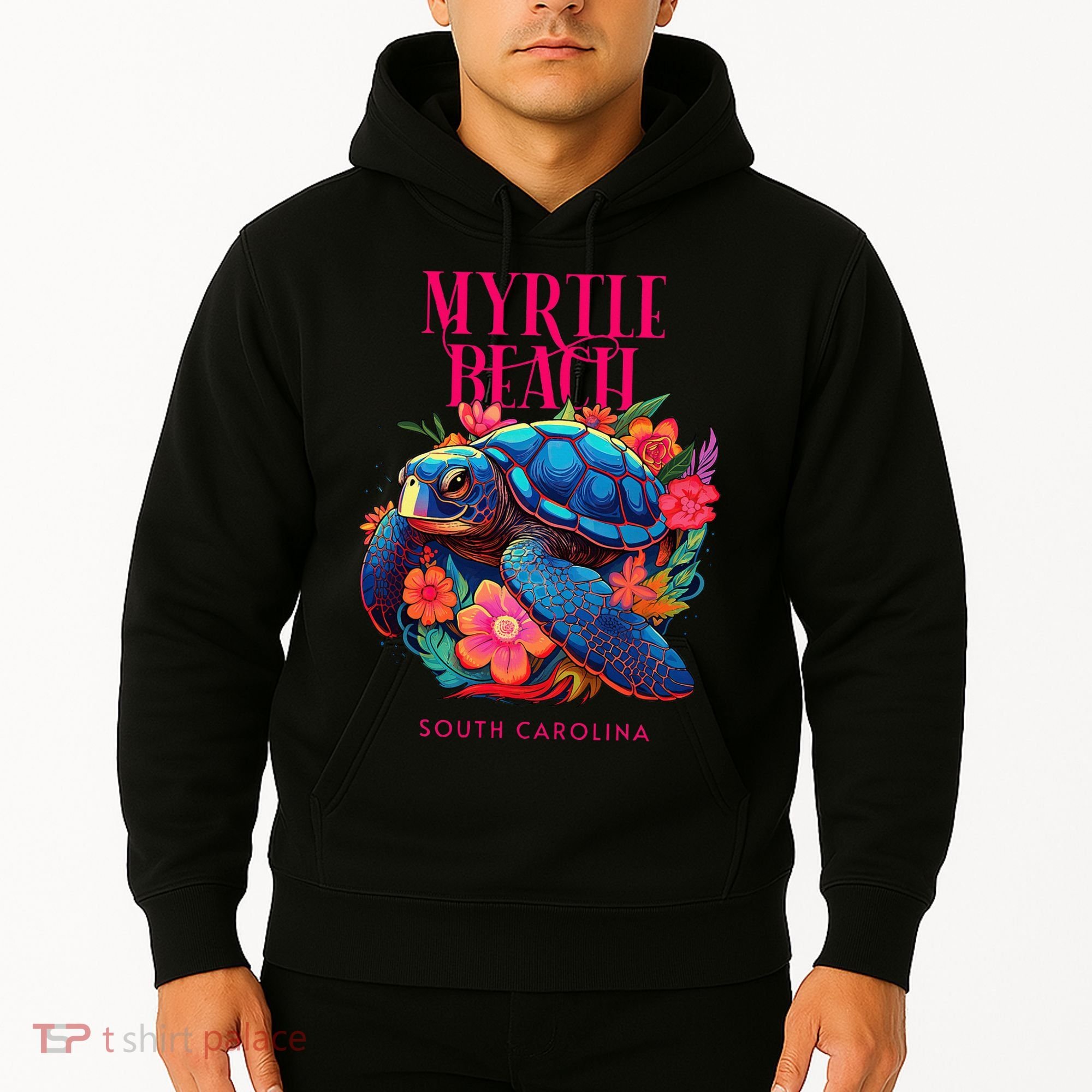 Myrtle Beach South Carolina Floral Beach Turtle Souvenir Hoodie