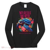 Myrtle Beach South Carolina Floral Beach Turtle Souvenir Long Sleeve Shirt thumb 0