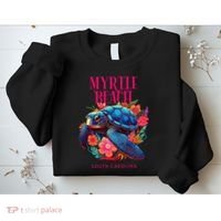 Myrtle Beach South Carolina Floral Beach Turtle Souvenir Sweatshirt thumb 2
