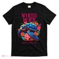 Myrtle Beach South Carolina Floral Beach Turtle Souvenir T-Shirt thumb 0