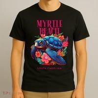 Myrtle Beach South Carolina Floral Beach Turtle Souvenir T-Shirt thumb 3