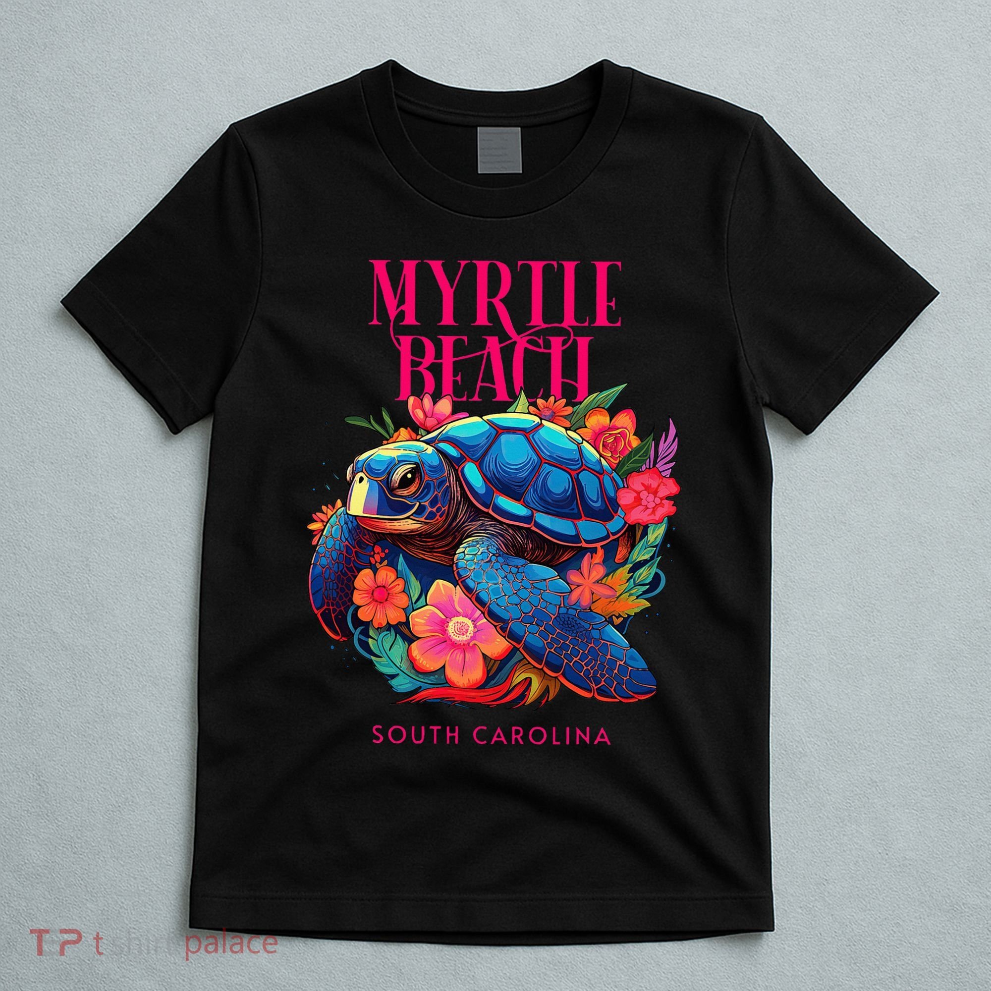 Myrtle Beach South Carolina Floral Beach Turtle Souvenir T-Shirt