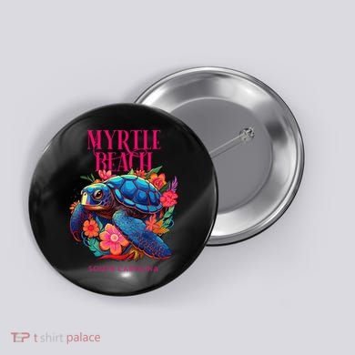 Myrtle Beach South Carolina Floral Beach Turtle Souvenir Button