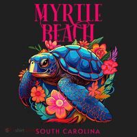 Myrtle Beach South Carolina Floral Beach Turtle Souvenir Beanie thumb 2