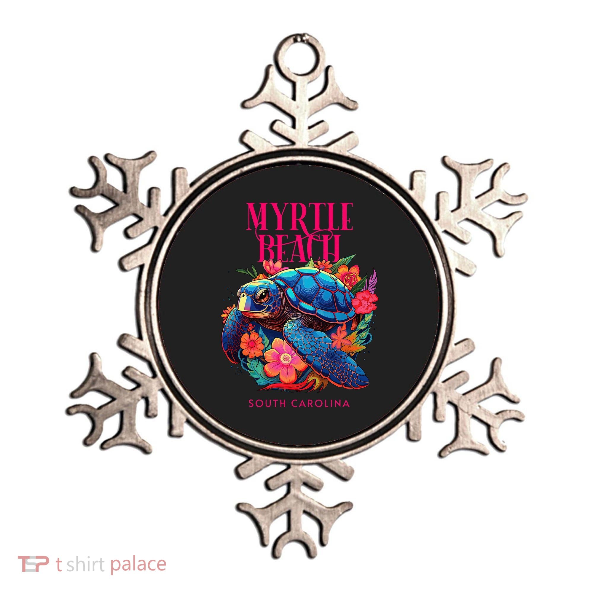 Myrtle Beach South Carolina Floral Beach Turtle Souvenir Ornament