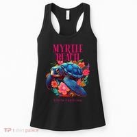Myrtle Beach South Carolina Floral Beach Turtle Souvenir Women's Tank Top thumb 0