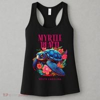 Myrtle Beach South Carolina Floral Beach Turtle Souvenir Women's Tank Top thumb 3