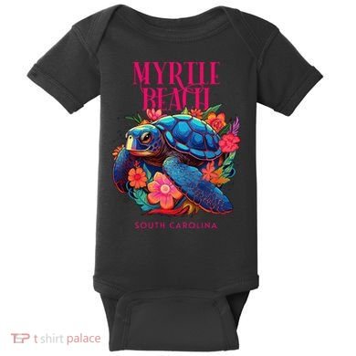 Myrtle Beach South Carolina Floral Beach Turtle Souvenir Baby Bodysuit