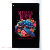 Myrtle Beach South Carolina Floral Beach Turtle Souvenir Golf Towel thumb 0