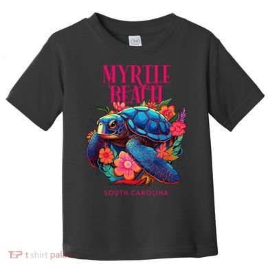 Myrtle Beach South Carolina Floral Beach Turtle Souvenir Toddler T-Shirt