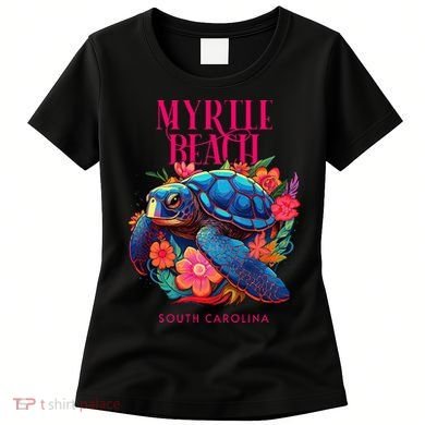 Myrtle Beach South Carolina Floral Beach Turtle Souvenir Women's T-Shirt