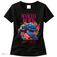 Myrtle Beach South Carolina Floral Beach Turtle Souvenir Women's T-Shirt thumb 0