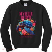 Myrtle Beach South Carolina Floral Beach Turtle Souvenir Kids Sweatshirt thumb 0
