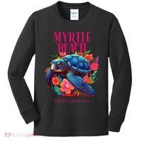 Myrtle Beach South Carolina Floral Beach Turtle Souvenir Kids Long Sleeve Shirt thumb 0