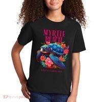 Myrtle Beach South Carolina Floral Beach Turtle Souvenir Kids T-Shirt thumb 2