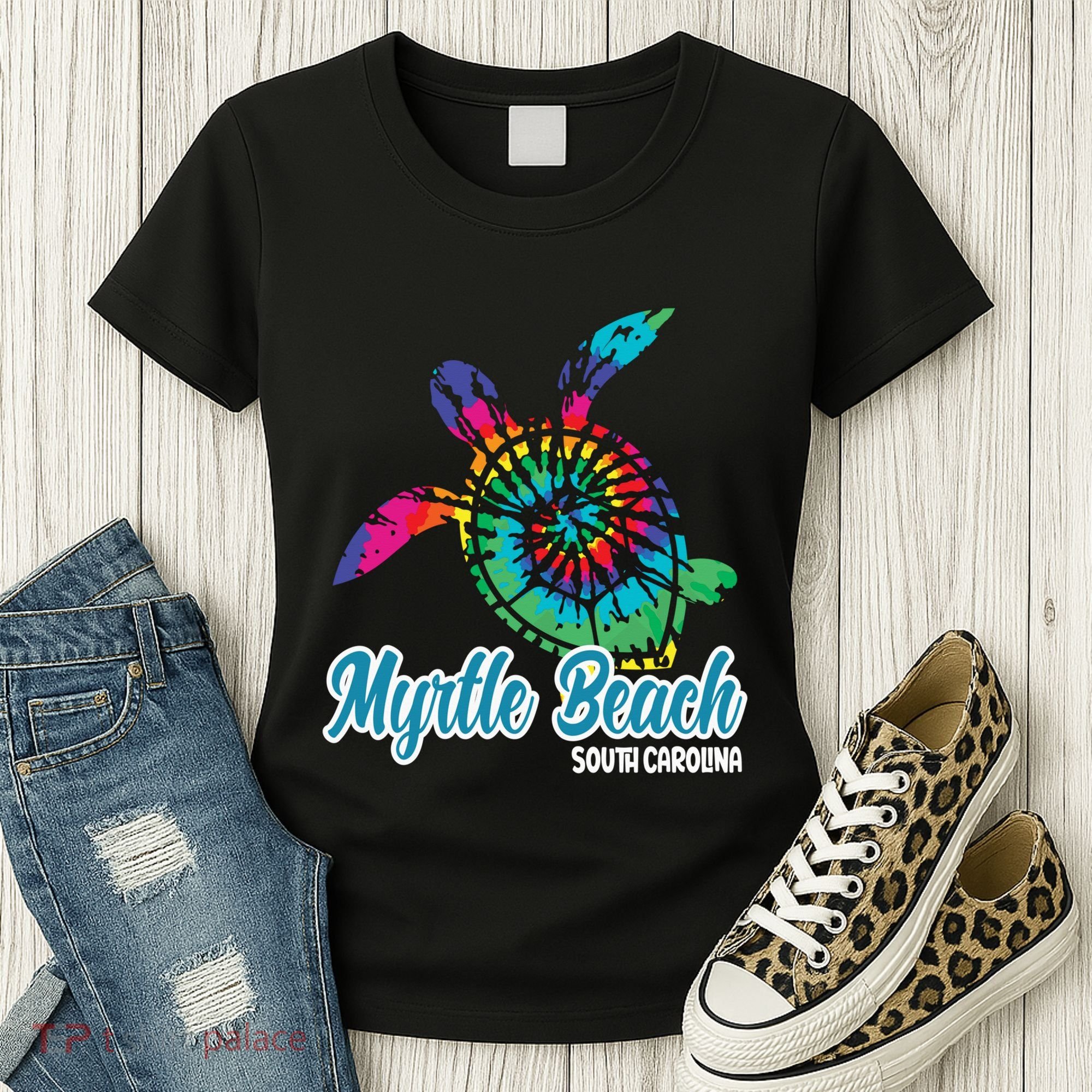 Myrtle Beach Souvenirs Tie Dye Save Sea Turtle S Carolina Women's T-Shirt