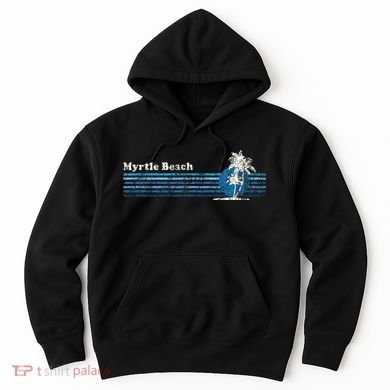 Myrtle Beach Sc Vintage 80s Palm Trees Sunset Hoodie