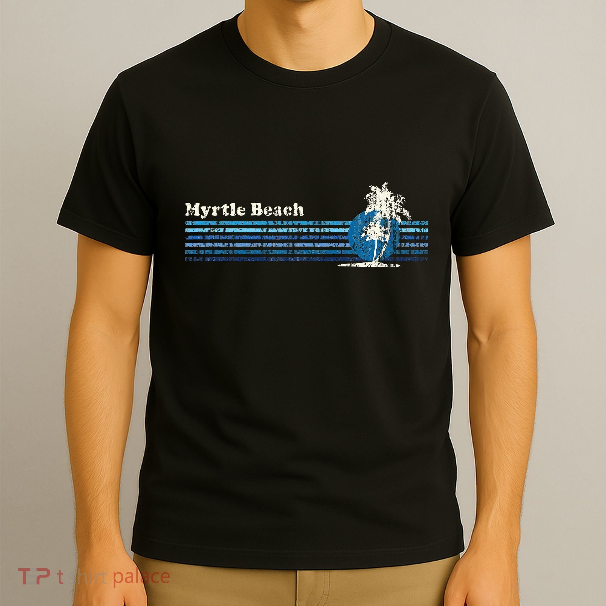 Myrtle Beach Sc Vintage 80s Palm Trees Sunset T-Shirt