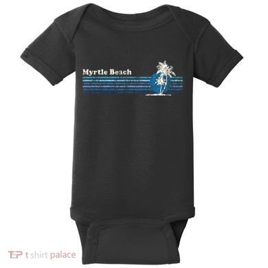 Myrtle Beach Sc Vintage 80s Palm Trees Sunset Baby Bodysuit
