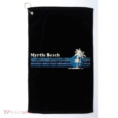 Myrtle Beach Sc Vintage 80s Palm Trees Sunset Golf Towel
