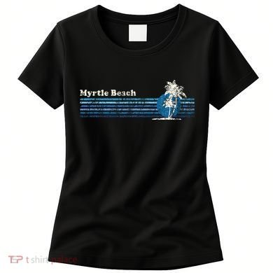 Myrtle Beach Sc Vintage 80s Palm Trees Sunset Women's T-Shirt