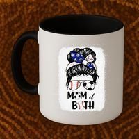 Messy Bun Soccer Mom Baseball Mom Of Both Mothers Day Coffee Mug thumb 2