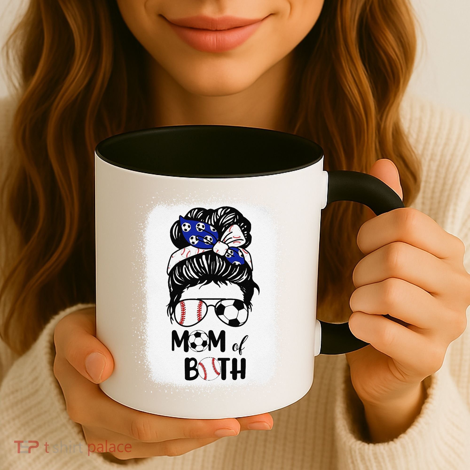 Messy Bun Soccer Mom Baseball Mom Of Both Mothers Day Coffee Mug