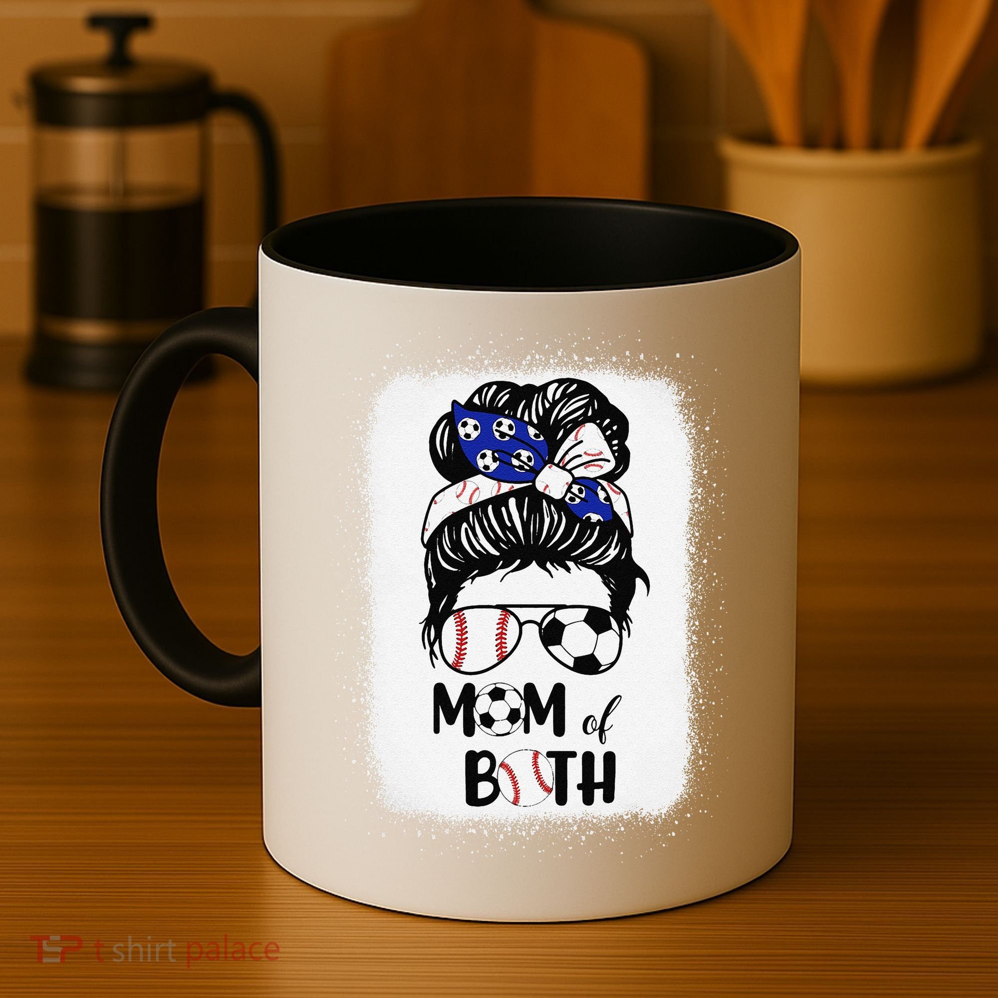 Messy Bun Soccer Mom Baseball Mom Of Both Mothers Day Coffee Mug