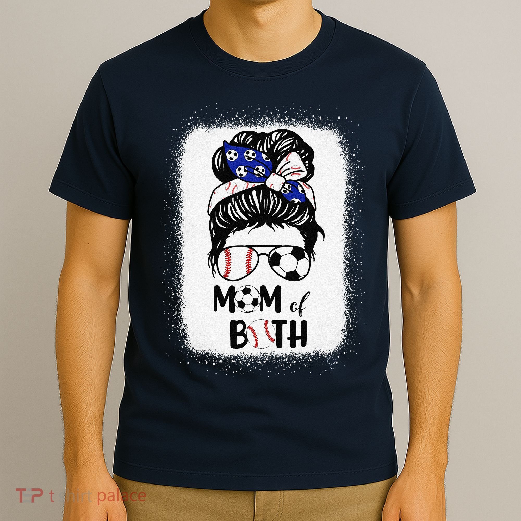 Messy Bun Soccer Mom Baseball Mom Of Both Mothers Day T-Shirt