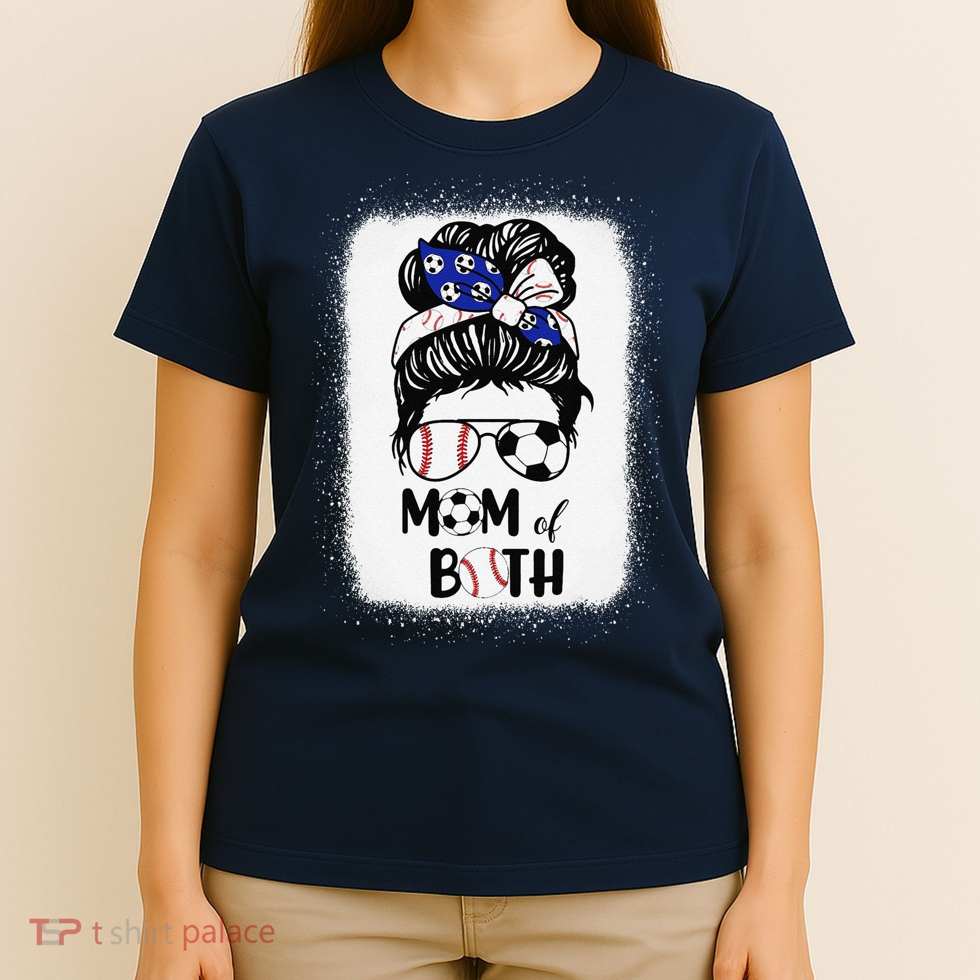 Messy Bun Soccer Mom Baseball Mom Of Both Mothers Day T-Shirt