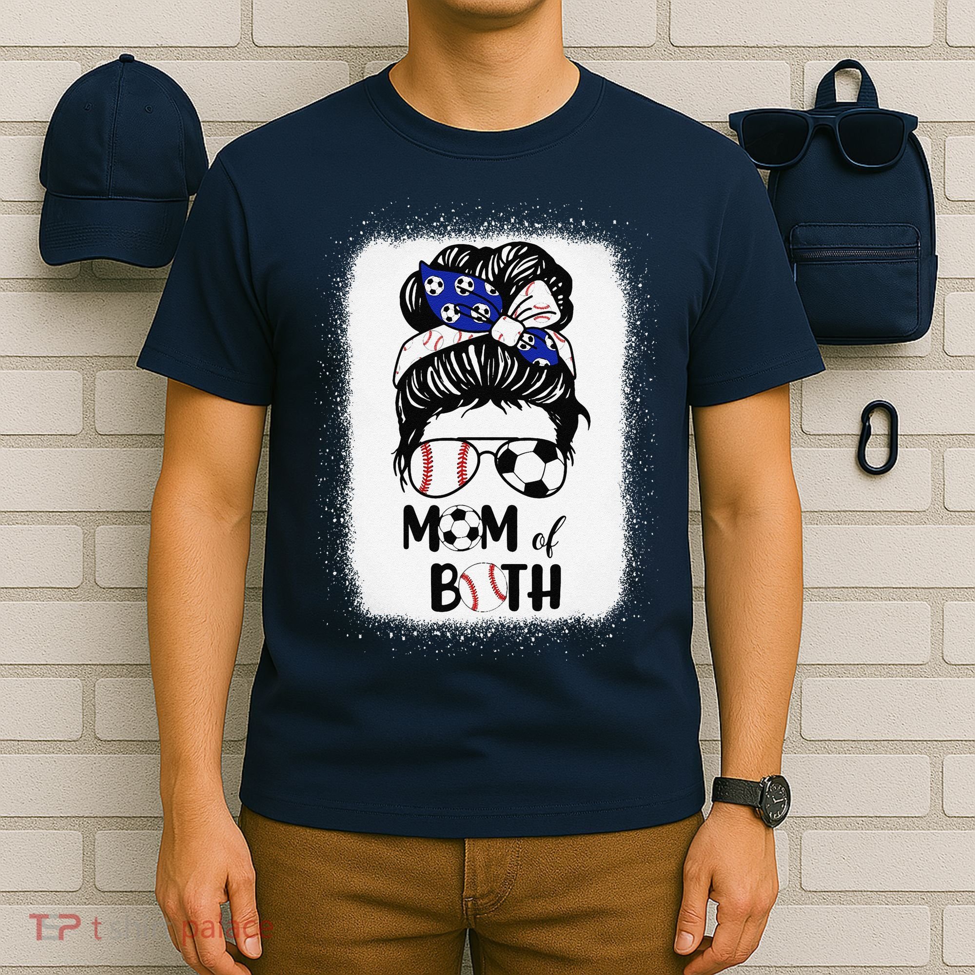 Messy Bun Soccer Mom Baseball Mom Of Both Mothers Day T-Shirt