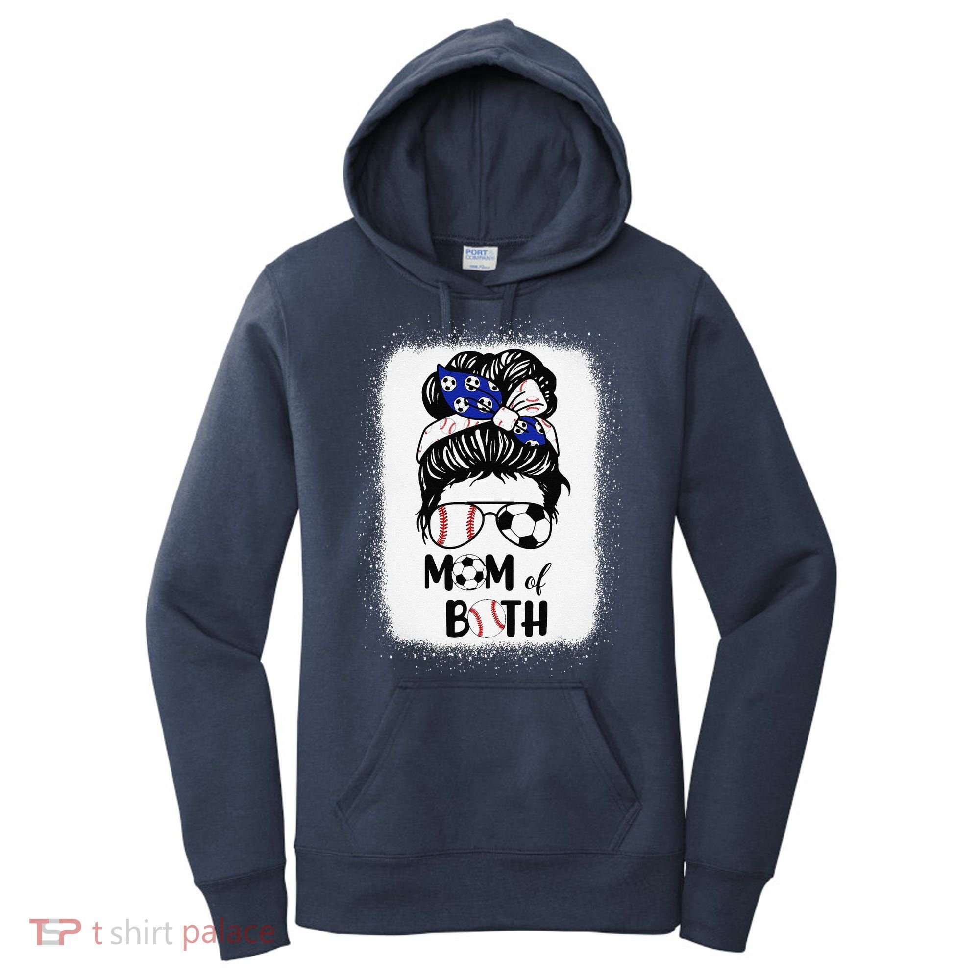 Messy Bun Soccer Mom Baseball Mom Of Both Mothers Day Women's Hoodie