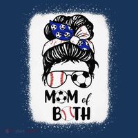 Messy Bun Soccer Mom Baseball Mom Of Both Mothers Day Women's Hoodie thumb 2