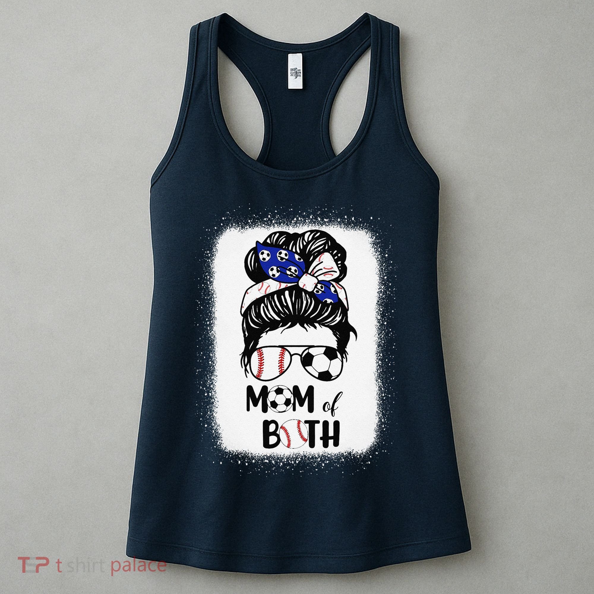 Messy Bun Soccer Mom Baseball Mom Of Both Mothers Day Women's Tank Top