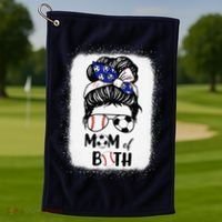 Messy Bun Soccer Mom Baseball Mom Of Both Mothers Day Golf Towel thumb 1