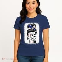 Messy Bun Soccer Mom Baseball Mom Of Both Mothers Day Women's T-Shirt thumb 4