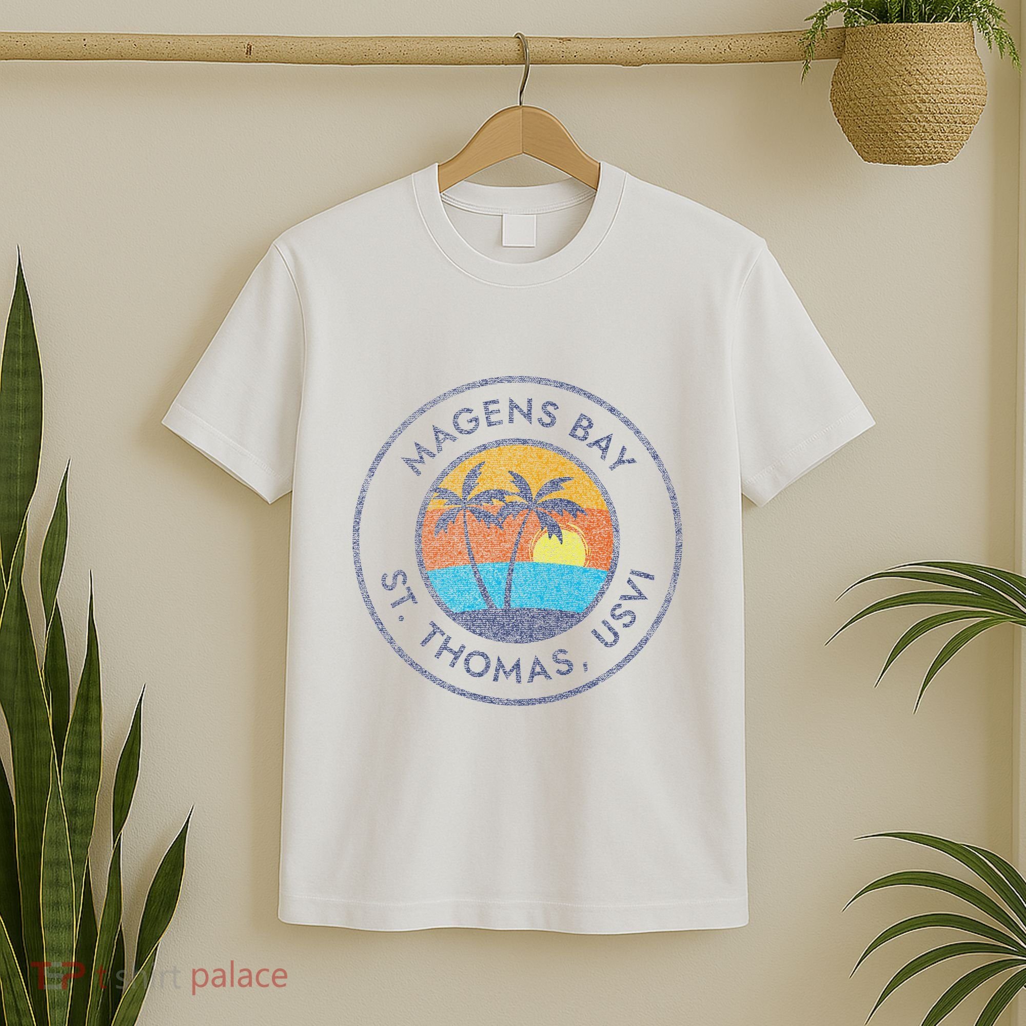 Magens Bay St. Thomas Usvi Vintage Sunset Faded Distressed T-Shirt