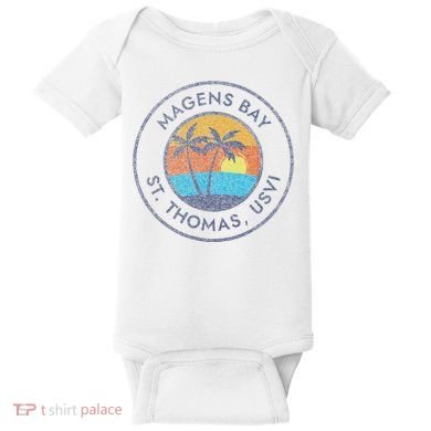 Magens Bay St. Thomas Usvi Vintage Sunset Faded Distressed Baby Bodysuit