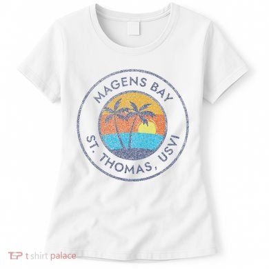 Magens Bay St. Thomas Usvi Vintage Sunset Faded Distressed Women's T-Shirt