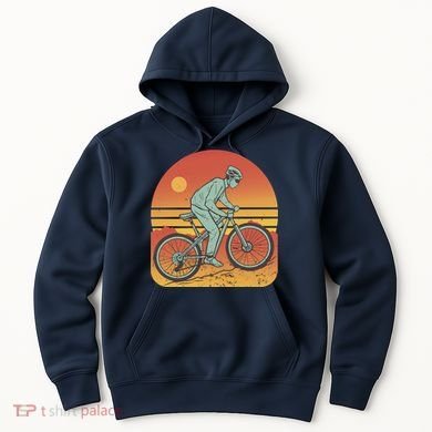 Mountain Biker Sunset Vintage Hoodie