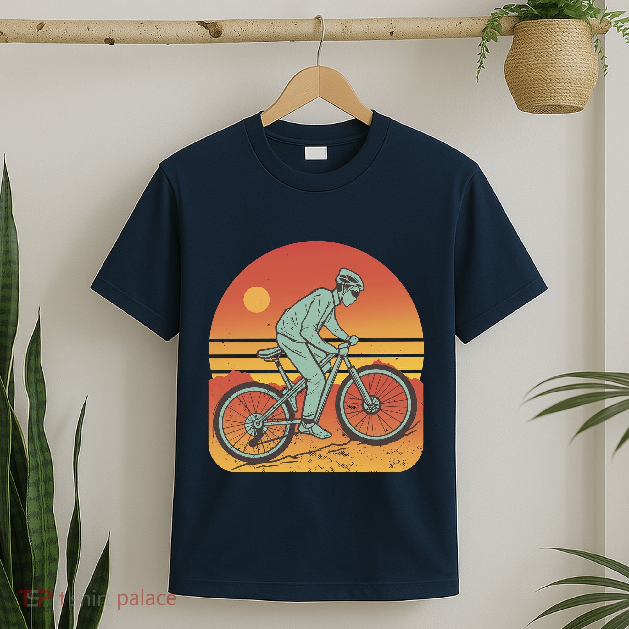 Mountain Biker Sunset Vintage T-Shirt